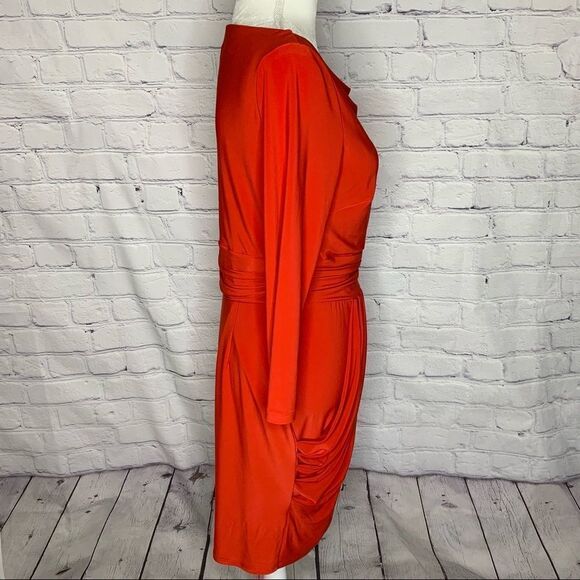 Nine West Red cowl neck draped long sleeve dress - Picture 5 of 13